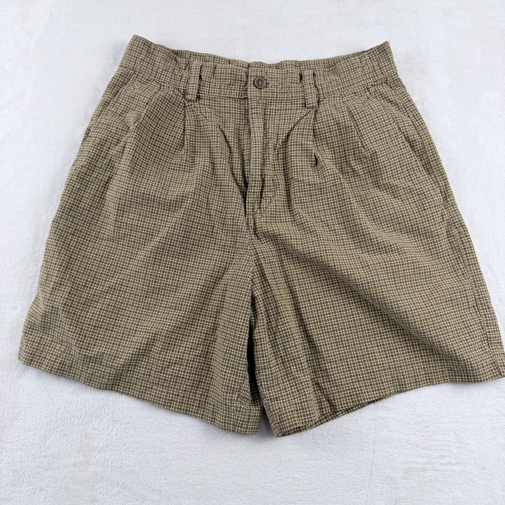 Claiborne Shorts Pleated Check Brown Tan Size 30